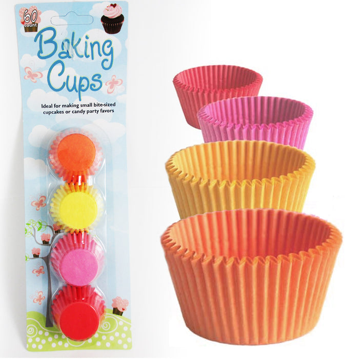 120 Mini Cupcake Liners Paper Baking Cups Cake Candy Cookie Muffin Bite Size New, Pink