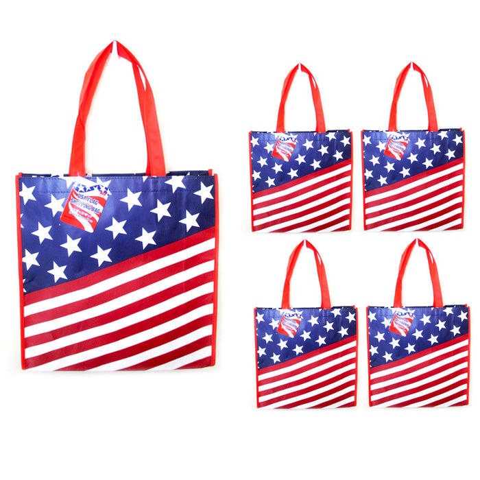 5 USA Flag Shopping Bag Large Tote Storage Reusable Shopping Groceries Laundry