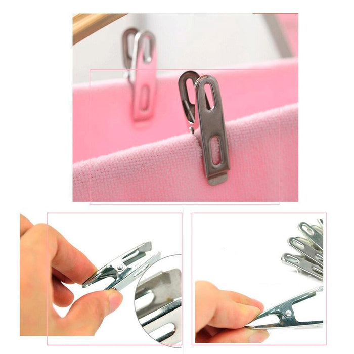 28 Pc Heavy Duty Metal Clothespins Laundry Clips Bag Clothes Pins Hangs Clothing