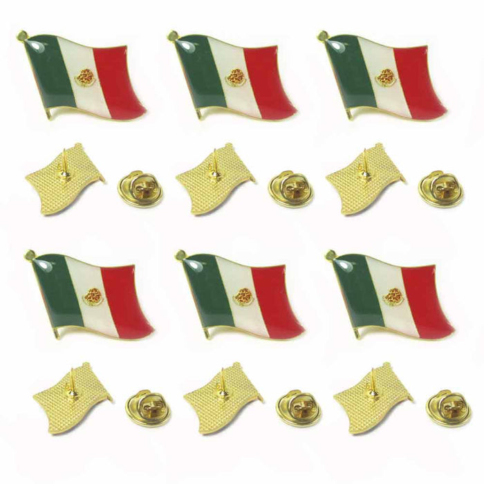 6 Pc Mexico Flag Lapel Pin Support Patriotic Enamel Badge Hat Tie Mexican Flag