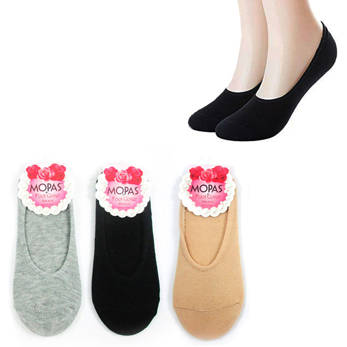 3 Pair Women's No Show Socks Casual Low Cut Invisible Sock Size 9-11 Solid Asst