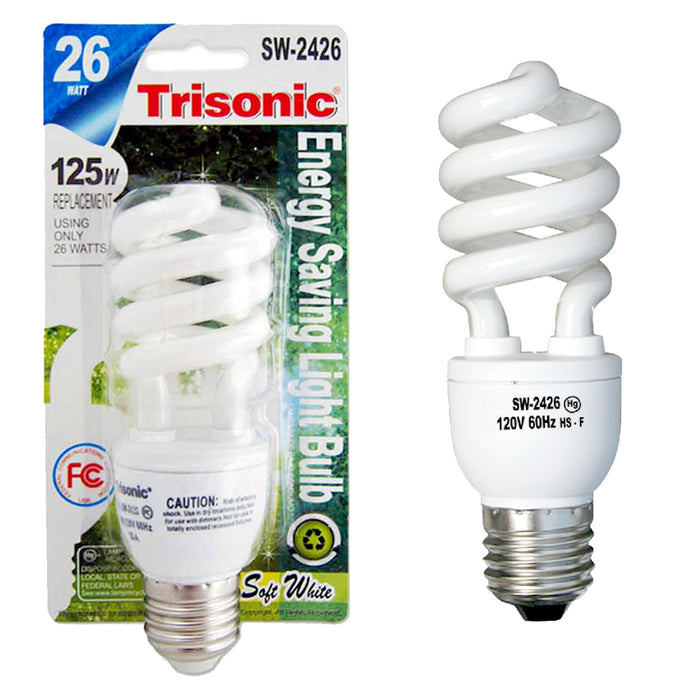 12 CFL Light Bulbs Energy Smart Soft White 12 X 26/125 Watt Compact Fluorescent