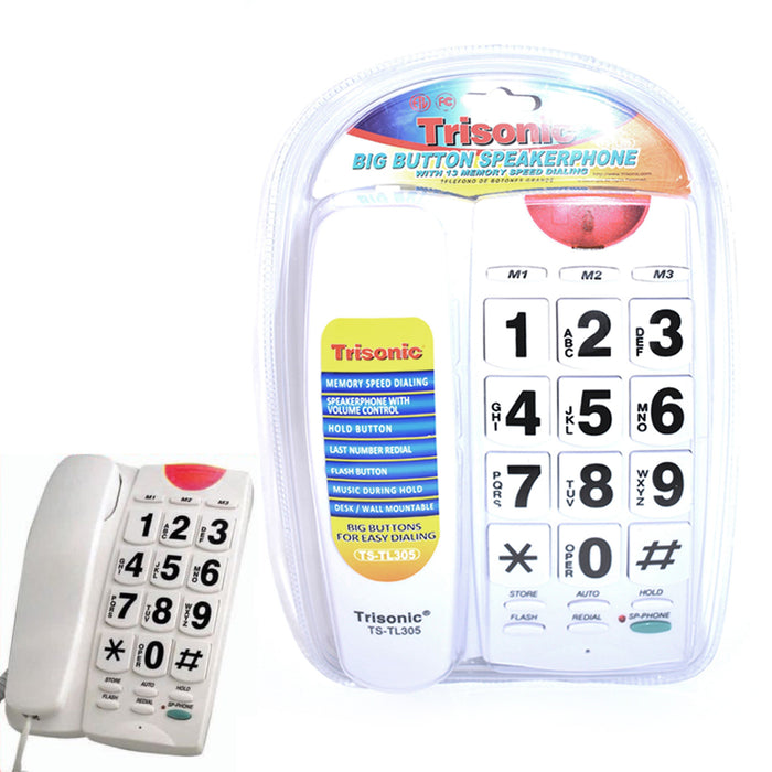 Phone Large Telephone Speaker Big Button Telephone White Vintage Style Gift Fun