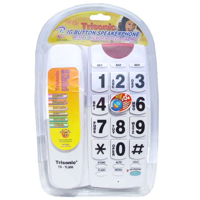 Phone Large Telephone Speaker Big Button Telephone White Vintage Style Gift Fun