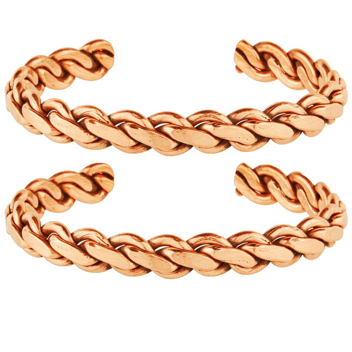 2 X Pure Copper Bracelet Solid Heavy Twist Therapy Arthritis Pain Healing Energy