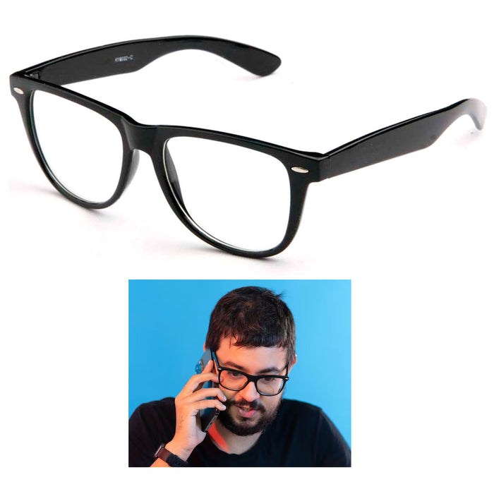 Black Nerdy Geek Old School Clear Lens Horn Rim Eye Glasses Plastic Frame New