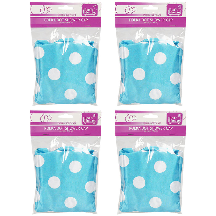 4 Pc Waterproof Satin Shower Cap Women Bath Hat Reusable Elastic Cover Bathing