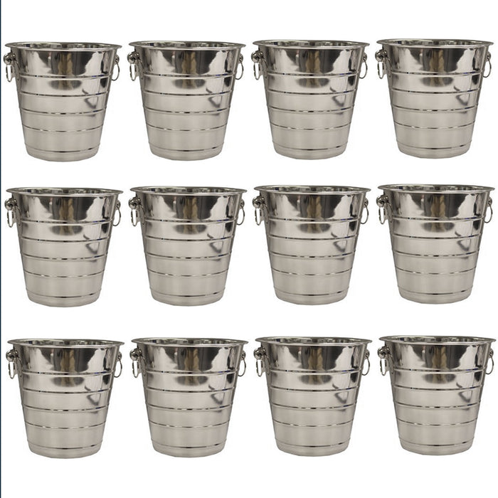 12 Pc Ice Bucket Cooler Stainless Steel Drink Holder Wine Champagne Handle 5 Qt