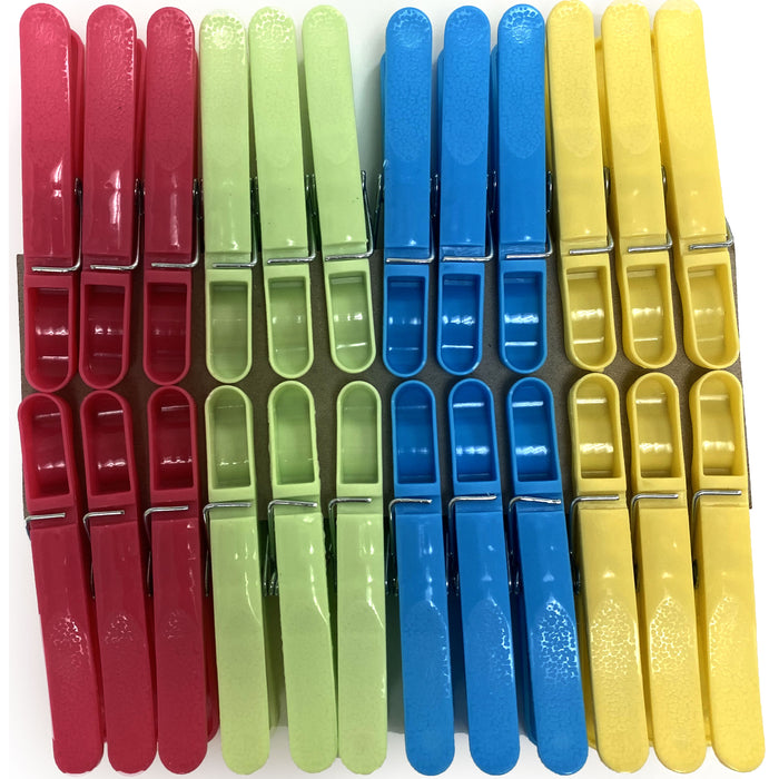 AllTopBargains 24 Heavy Duty Plastic Clothes Pins Color Clothespins Laundry Clips Hang Clothing