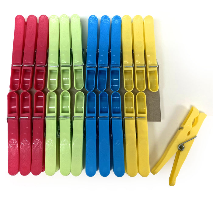 24 Heavy Duty Plastic Clothes Pins Color Clothespins Laundry Clips Hang Clothing
