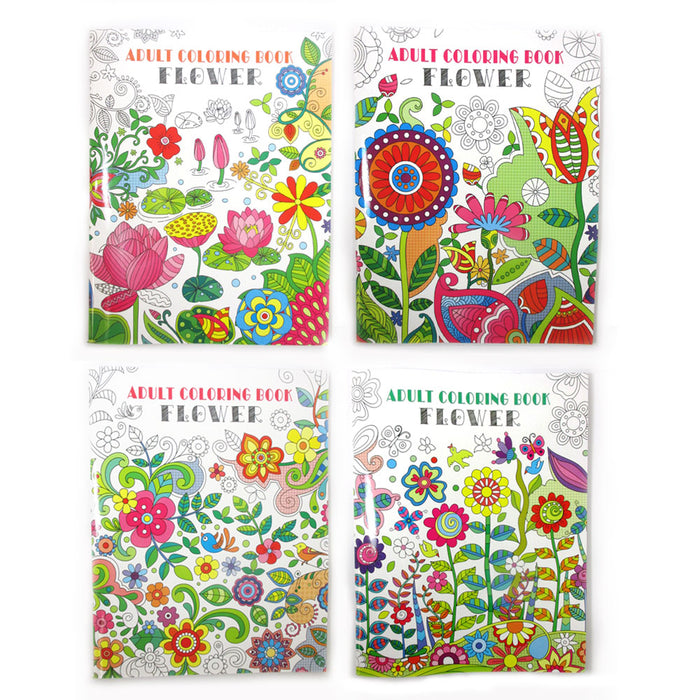 Set 2 Floral Coloring Books Adults Paperback Stress Relieving Relax Calm Mind
