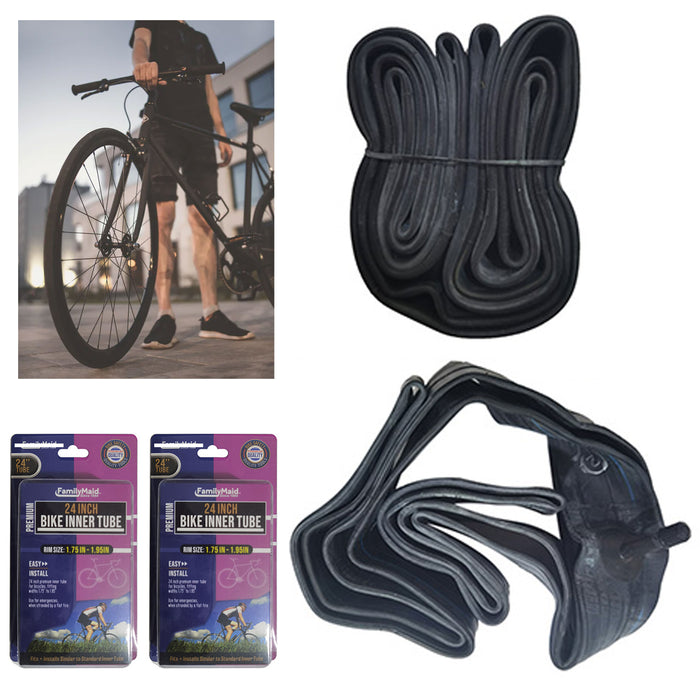 2 PK 24 Inch Inner Bike Tube 24" x 1.75"- 1.95" Bicycle Rubber Tire Interior BMX