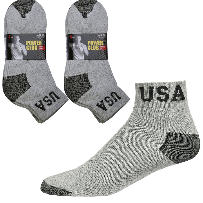 8 Pairs Athletic Low Cut Ankle Socks Cushioned Running Sports USA Grey 10-13