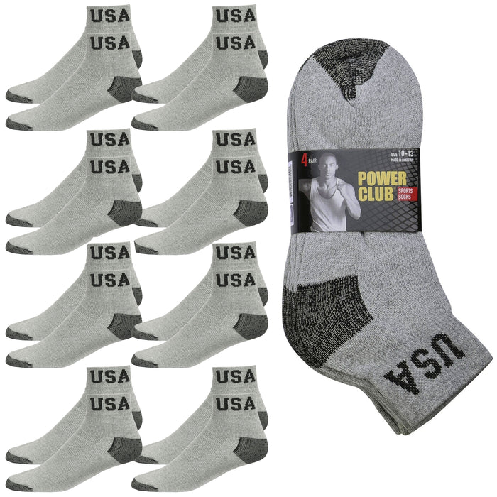 8 Pairs Athletic Low Cut Ankle Socks Cushioned Running Sports USA Grey 10-13