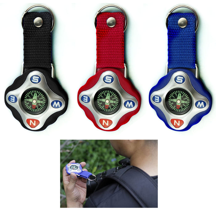 2 Pc Survival Outdoor Compass Liquid Filled Keychain Camping Hiking Military