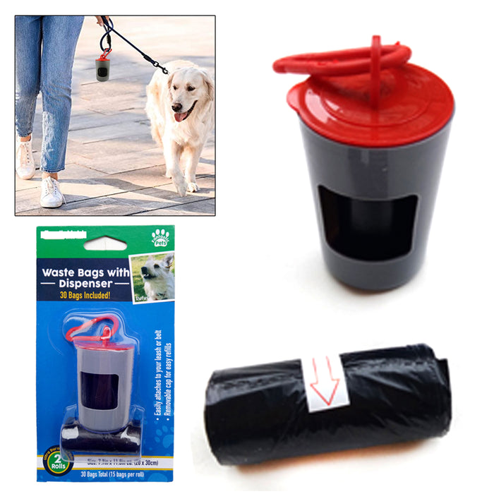 2 Dog Poop Bags Pet Waste Dispenser Holder Clip Carabiner Attach To Leash Refill