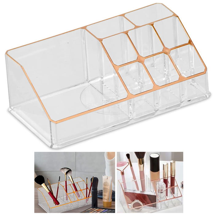 2 Rose Gold Clear Acrylic Cosmetic Organizer Lipstick Brush Holder Makeup Stand