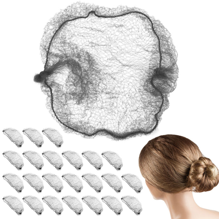 24 Grey Blonde Hair Nets Elastic Edge Mesh Net Stretch Breathable Hairnet Cover