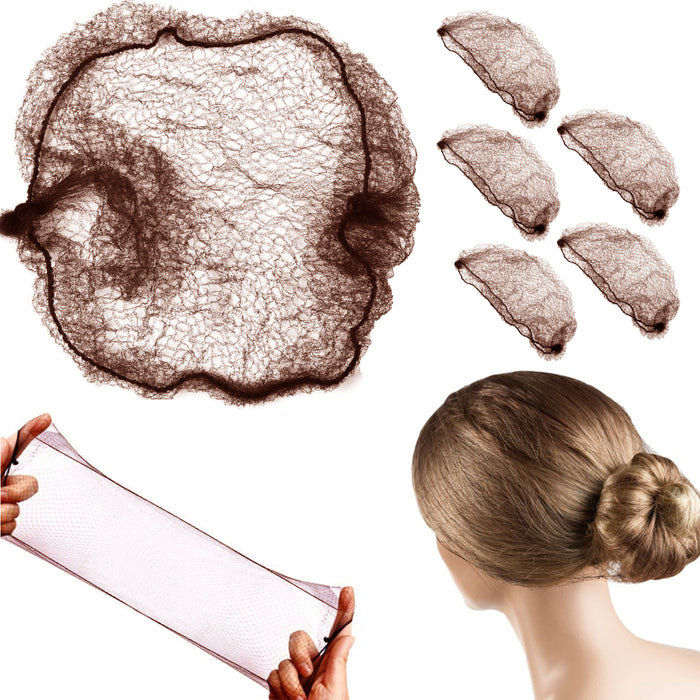 6 Pc Brown Brunette Hair Nets Elastic Edge Invisible Mesh Net Stretch Disposable