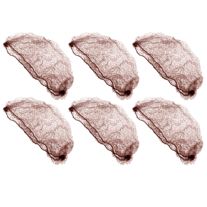 6 Pc Brown Brunette Hair Nets Elastic Edge Invisible Mesh Net Stretch Disposable