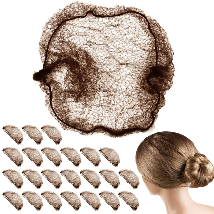 24 Invisible Hair Nets Brown Brunette Elastic Edge Mesh Net Stretch Hairnet Wig