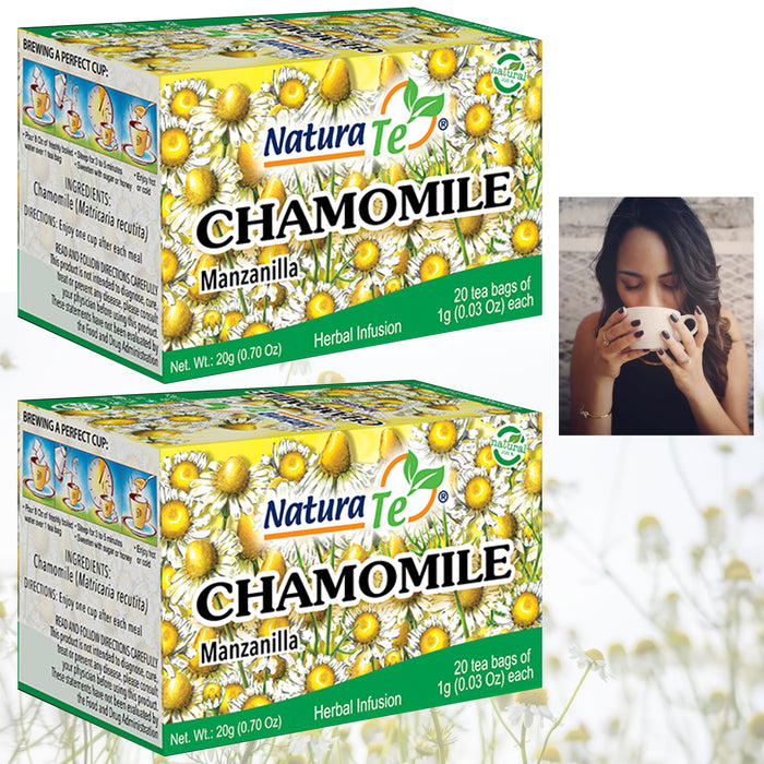 40 Ct 100% Natural Chamomile Herbal Tea Bags Individually Wrapped Caffeine-Free