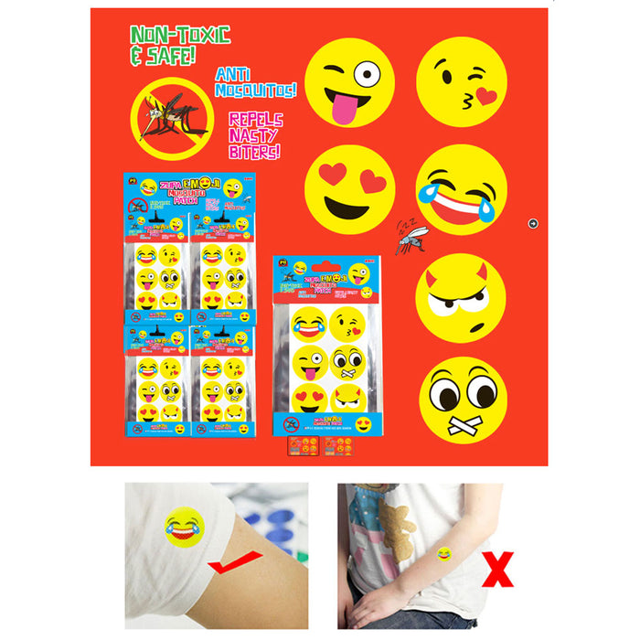 72 Pc Mosquito Repellent Emoji Sticker Skin Patch Natural Non Toxic Protect Kids
