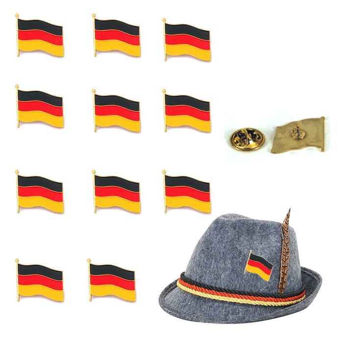 12 Germany Flag Lapel Waving Pin Patriotic Oktoberfest Pinback Deutschland Badge