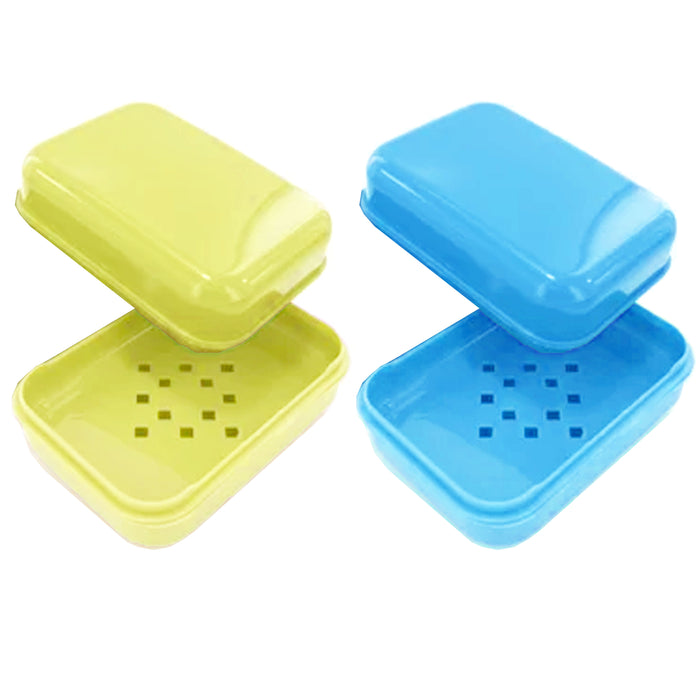 2pcs Drain Soap Dish Box Holder Bar Shower Soaps Self Draining Container Travel