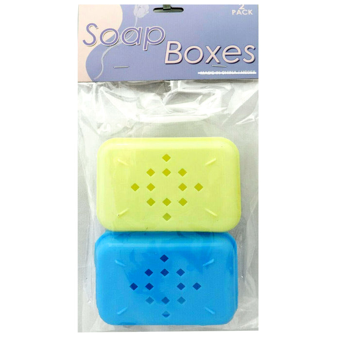 2pcs Drain Soap Dish Box Holder Bar Shower Soaps Self Draining Container Travel