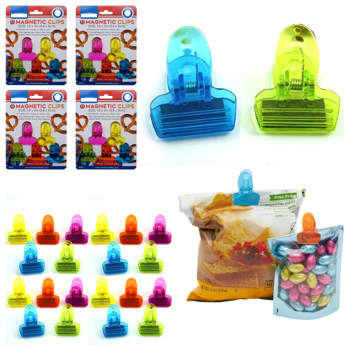 20 Pc Bag Clips Magnetic Food Storage Clamps Chip Seal Snack Multi Purpose Craft