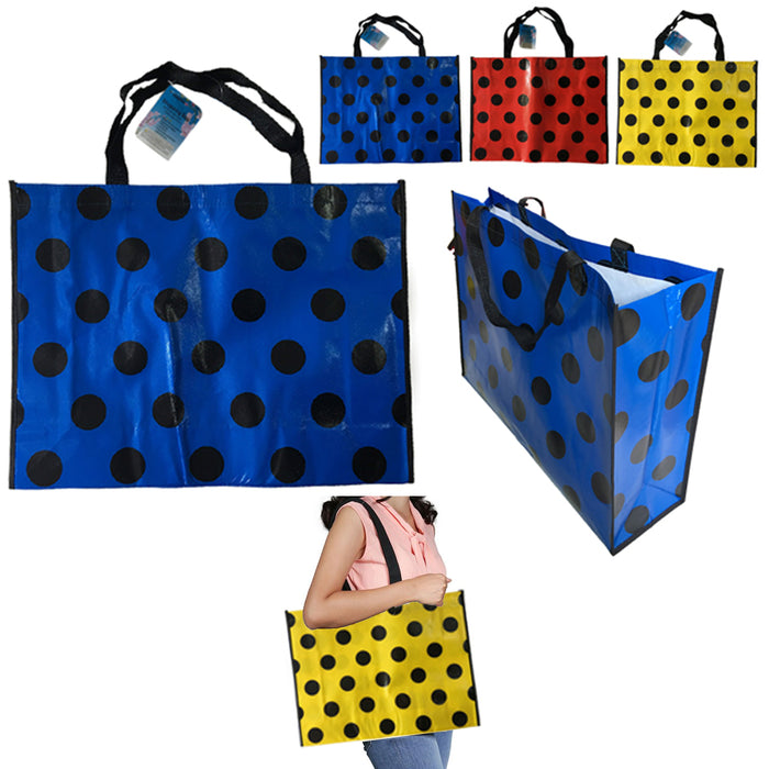 2 Pc Large Tote Bags Polka Dot Reusable Shopping Bag Grocery Storage L —  AllTopBargains