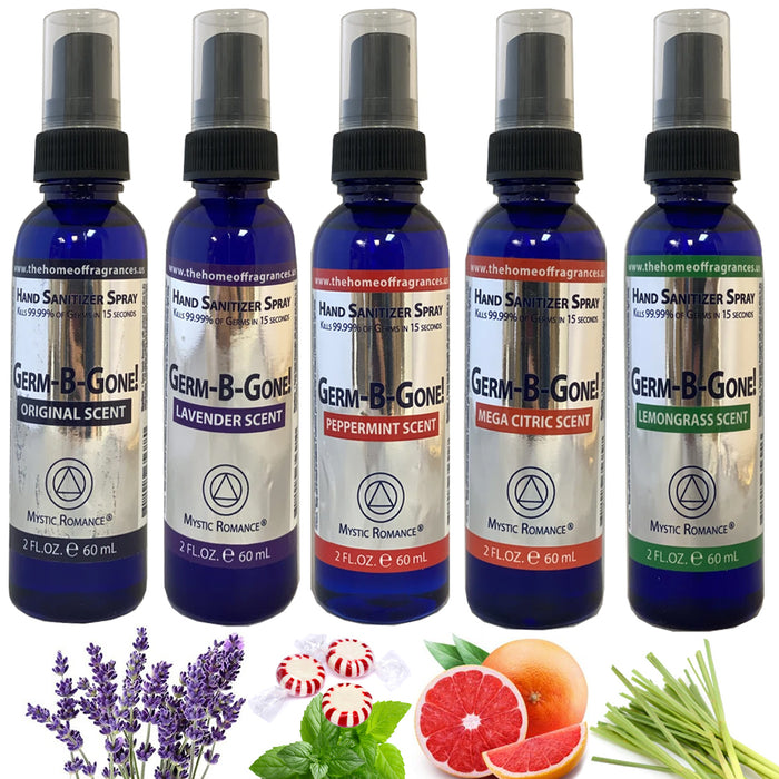 5 X Essential Oil Scented Hand Sanitizer Spray Gentle Fragrance Moisturizer 2oz