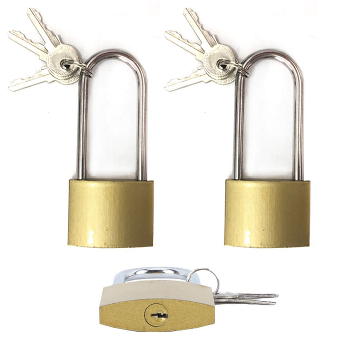 12 Pc Padlocks Heavy Duty Metal Brass Long Shackle Box Locks Keyed 37mm 2 Keys