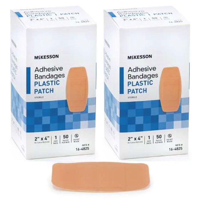 100 Ct Adhesive Bandages 2"X4" Plastic Patch Sterile Dressing Medical First Aid