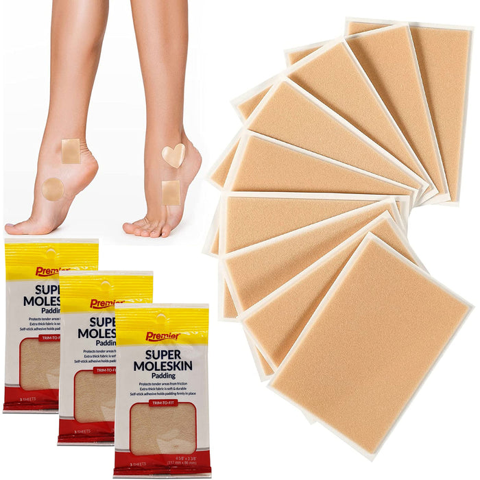 9 Sheets Moleskin Blister Corn Callus Super Soft Padding Protects Feet Trim Fit