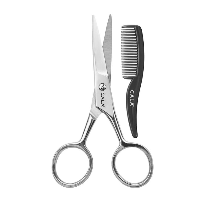 4 Pc Mustache Trimming Beard Scissors Combs Facial Shears Hair Cutting Barber