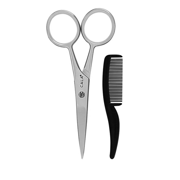 4 Pc Mustache Trimming Beard Scissors Combs Facial Shears Hair Cutting Barber