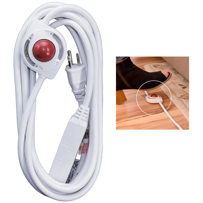 1 Pc Lighted Foot Switch 15Ft Extension Cord 3 Outlet 2 Prong Indoor Pedal Lamp