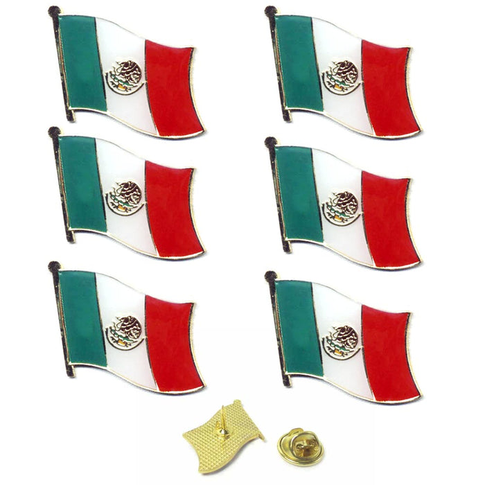 6 Pc Mexico Flag Lapel Pin Support Patriotic Enamel Badge Hat Tie Mexican Flag