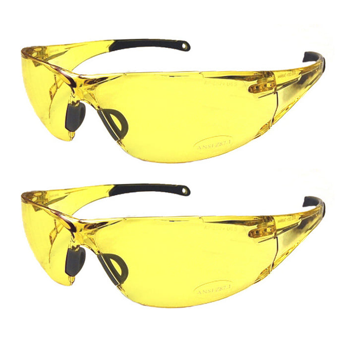 2 Pair Yellow Lens Sunglasses Safety Goggles Eyewear Glasses Uv400 Night Driving