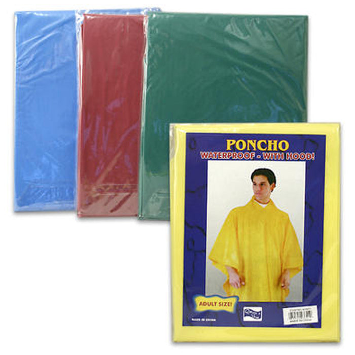 2 Pc Adult Rain Poncho Reusable Rain Hooded Rain Coat Outdoor One Size Fits All