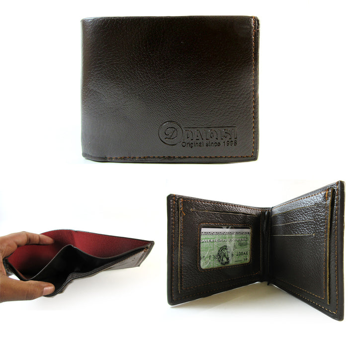 Mens Wallet Pockets ID Credit Card Holder Money Genuine Leather Bifold Brown New