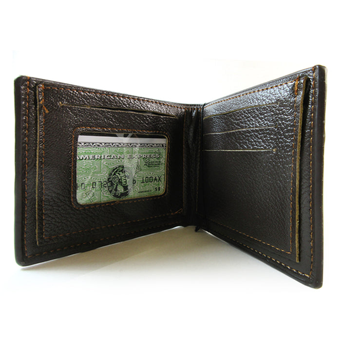 Mens Wallet Pockets ID Credit Card Holder Money Genuine Leather Bifold Brown New
