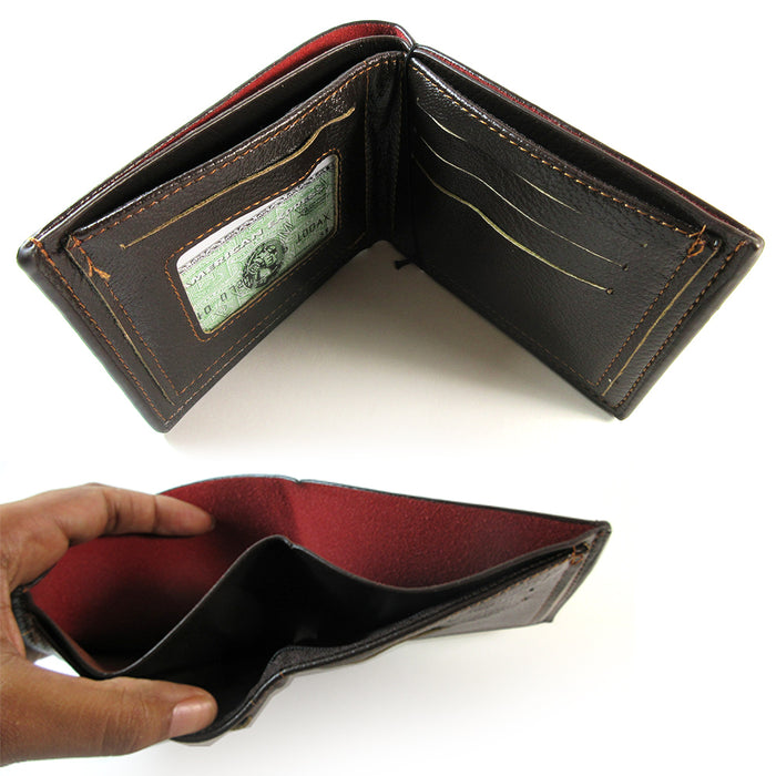 Mens Wallet Pockets ID Credit Card Holder Money Genuine Leather Bifold Brown New
