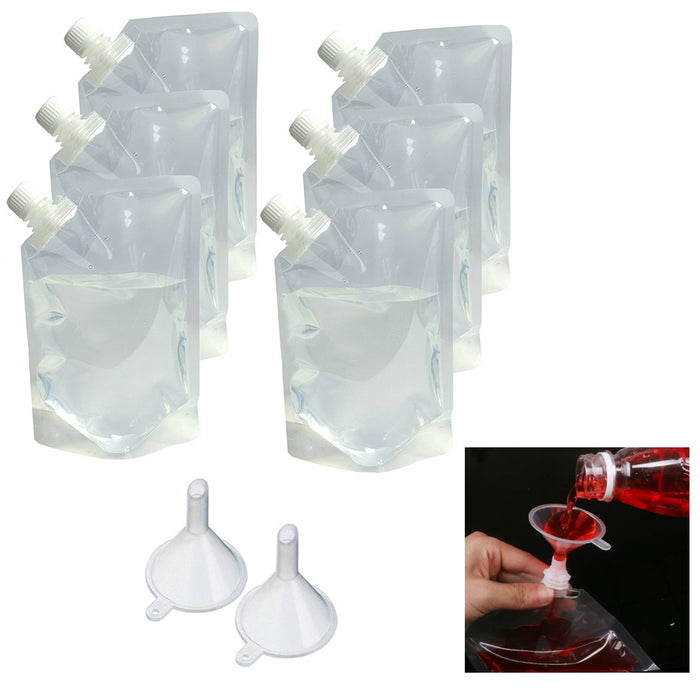 8 Pc Plastic Cruise Flask Kit Funnel Fill Rum Alcohol Liquor Wine Canister 4oz