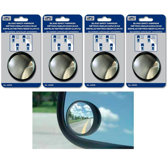 4 Car Side View Convex Mirror 2" Wide Rear Blind Spot Stick On Anti Glare Safety