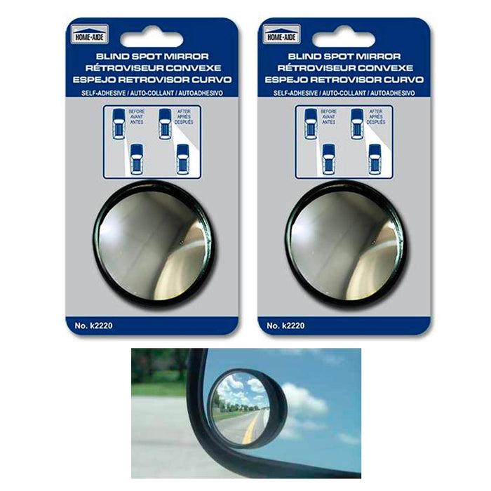 2 Car Side View Convex Mirror 2" Wide Rear Blind Spot Stick On Anti Glare Safety