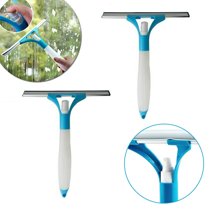 2pc Window Squeegee Built-In Spray Bottle Scraper Squeegee Surface Cleaner Blade