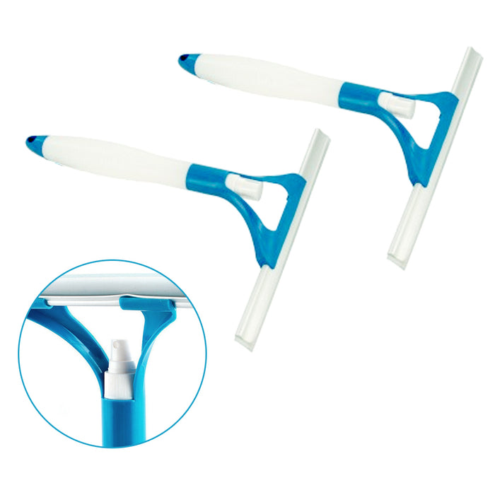 2pc Window Squeegee Built-In Spray Bottle Scraper Squeegee Surface Cleaner Blade